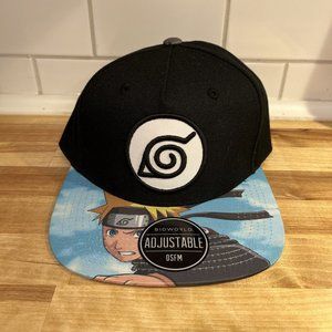 Naruto Shippuden Collection Snapback Hat Cap Bioworld Black Printed Bill